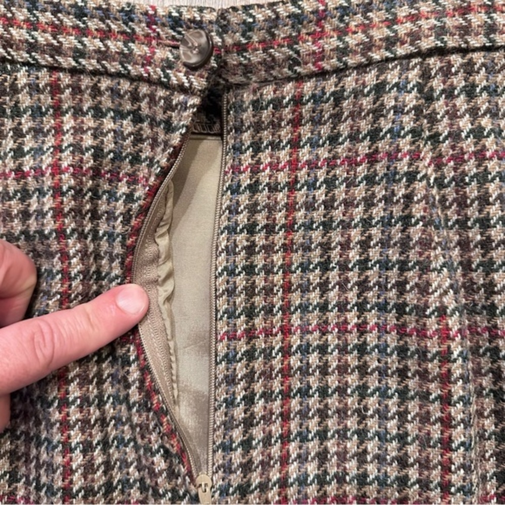 Vtg Harrington Tweed Wool Blazer Skirt Suit Pockets Jacket Size 12 Plaid 70s - Picture 16 of 16